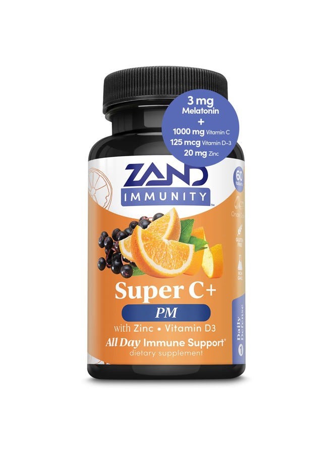 Zand Immunity Super C+ PM, Nighttime Immune Support Plus Melatonin, 1000mg PureWay-C Vitamin C, Zinc, D3 & Elderberry, Enhanced Absorption - 60 Tablets, 30 Servings - Image 2