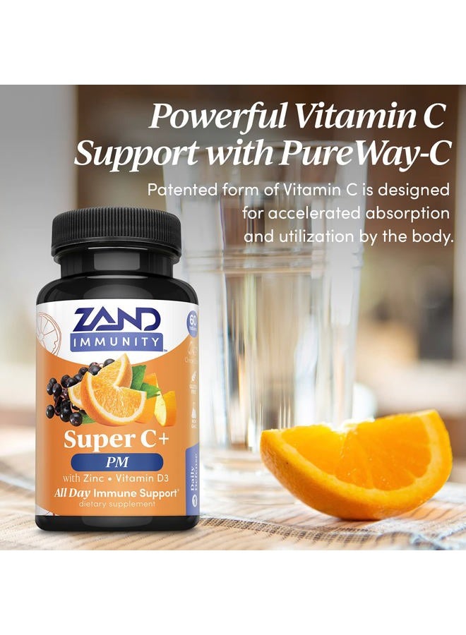 Zand Immunity Super C+ PM, Nighttime Immune Support Plus Melatonin, 1000mg PureWay-C Vitamin C, Zinc, D3 & Elderberry, Enhanced Absorption - 60 Tablets, 30 Servings - Image 5