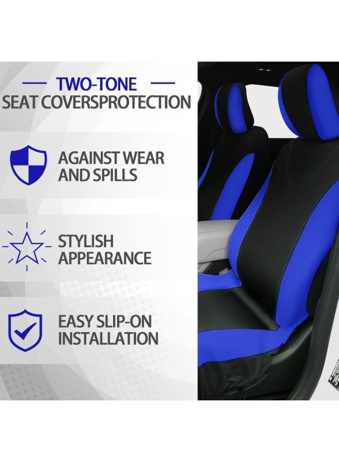 17 Pcs Car Seat Cover Full Set for Women Fluffy Fuzzy Car Accessories Rear Steering Wheel Fleece Handbrake Shift Covers Hanging Accessory Holder Ring Emblem(Blue) - Image 3