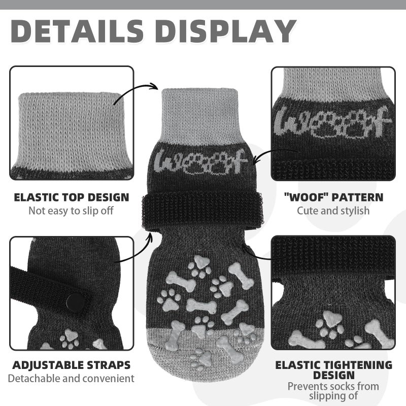 KOOLTAIL Dog Socks Shoes for Hot Pavement to Prevent Licking Paws, Winter Dog Boots&Paw Protector for Hardwood Floors Anti Slip,Traction Control Grip Booties for Small Medium Large Senior Dog,Black SM - Image 2