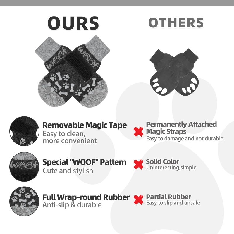 KOOLTAIL Dog Socks Shoes for Hot Pavement to Prevent Licking Paws, Winter Dog Boots&Paw Protector for Hardwood Floors Anti Slip,Traction Control Grip Booties for Small Medium Large Senior Dog,Black SM - Image 5