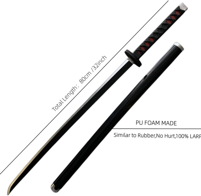 damdos Halloween Prop Weapon for Demon of Slayer Cosplay Sword PU Foam 31.5inch Tomioka Giyuu Kamado Tanjirou Swords Xmas Birthday Gifts (Satoman Tanjiro) - Image 2