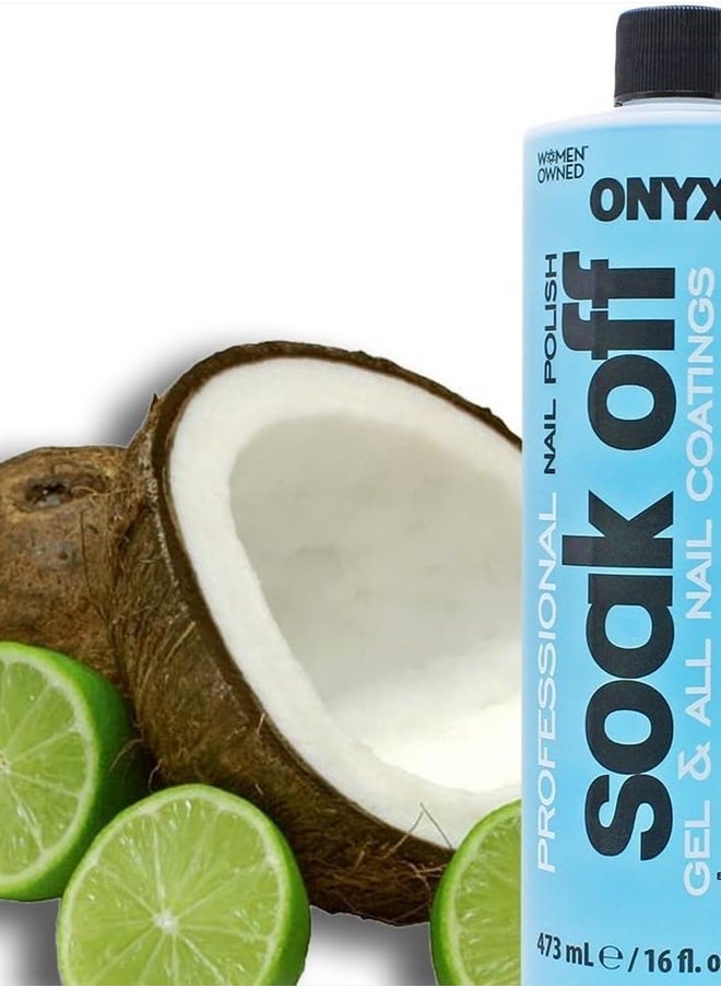 Onyx Professional - Coconut Scented Nail Polish Remover with Nail File, 16 oz, Maximum Strength Soak Off Gel Polish Remover, Vitamin E & Grape Seed Oil Enriched Nourishing Formula - Image 1