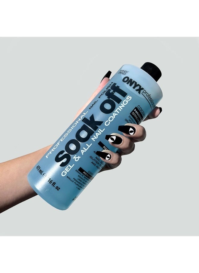 Onyx Professional - Coconut Scented Nail Polish Remover with Nail File, 16 oz, Maximum Strength Soak Off Gel Polish Remover, Vitamin E & Grape Seed Oil Enriched Nourishing Formula - Image 1