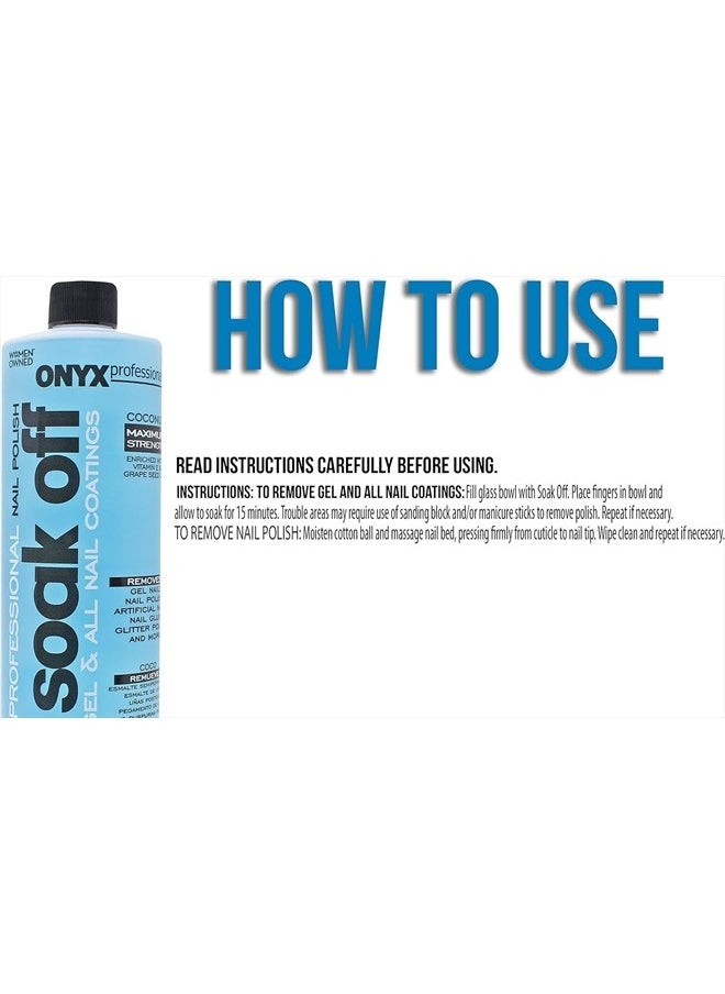 Onyx Professional - Coconut Scented Nail Polish Remover with Nail File, 16 oz, Maximum Strength Soak Off Gel Polish Remover, Vitamin E & Grape Seed Oil Enriched Nourishing Formula - Image 1
