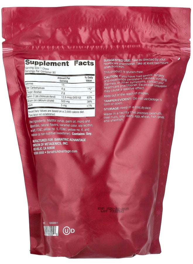 Bariatric Advantage Calcium Citrate Chewy Bite Sugar-Free Caramel 90 Soft Chews - Image 2