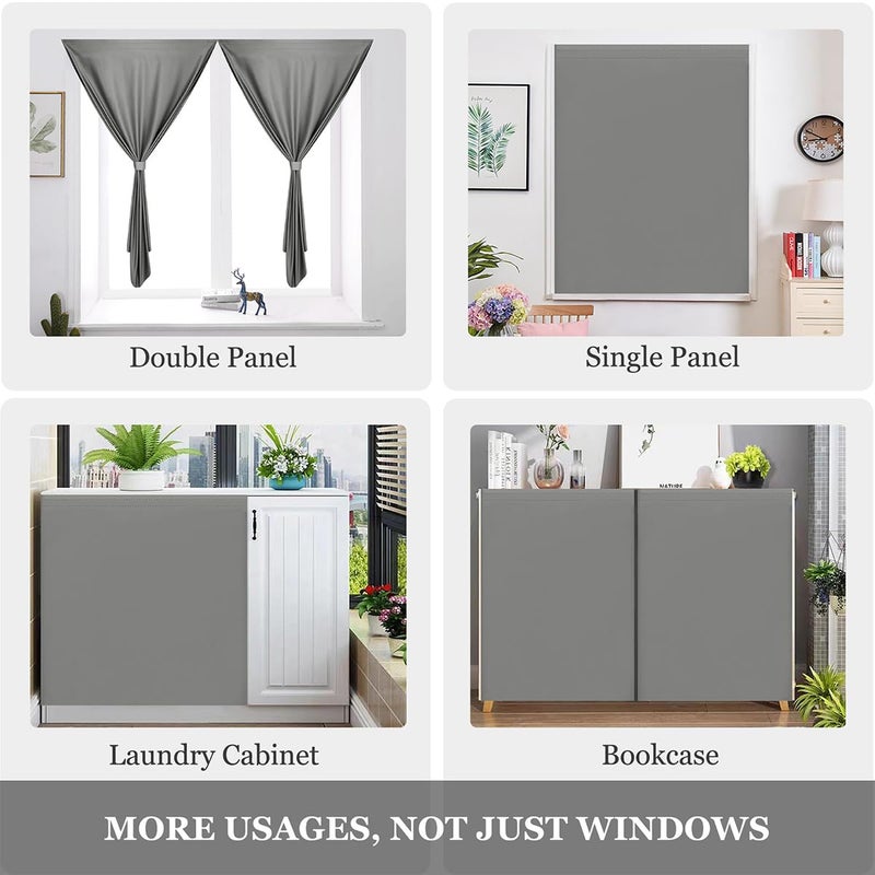 Muamar Self Adhesive Curtains Set of 2 Panels Curtain Blinds for Window Room Darkening Noise Reduction Bathroom Curtains Portable Curtains for Living Room Grey 42"" W X 54"" L - Image 5