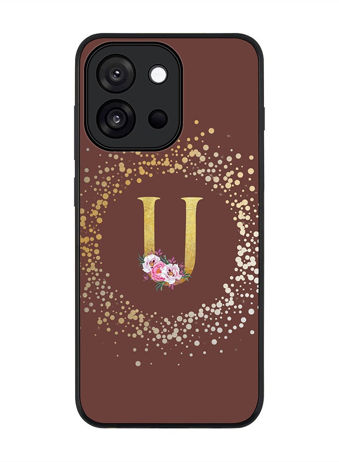 Stylizedd For OnePlus 13s / 13T Case,Slim fit Camera Protection, Shockproof Thin Phone cover  - Custom Monogram Floral - U  (Brown )
