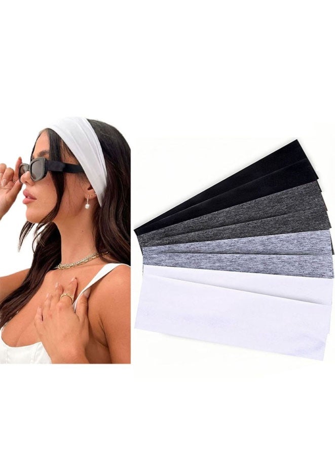 8 Pieces Elastic Sports Turbans, Non Slip Sweat Headbands for Sports Workout