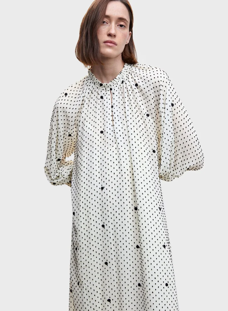 MANGO Printed Ruffle Hem Dress