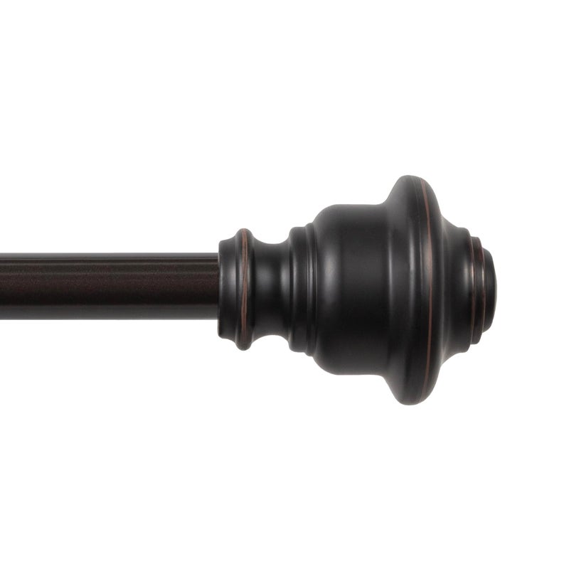 Kenney KN75242 Fast Fit Easy Install Finn Knob End Decorative Window Curtain Rod 3666 Adjustable Length Weathered Brown Finish 58 Diameter Steel Tube - Image 1