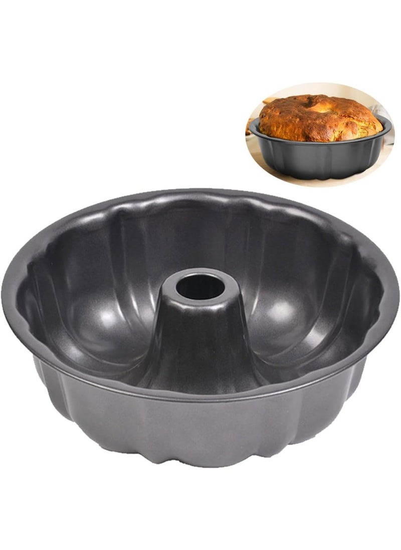 KCDMBUE 10 Inch Nonstick Fluted Cake Pan, Easy Release Heavy Duty Carbon Steel Tube Mold, 10 Cup Round Baking Tray for Bundt Cakes, Chocoflan, Jello, Meatloaf & More (Gray)  - Image 1