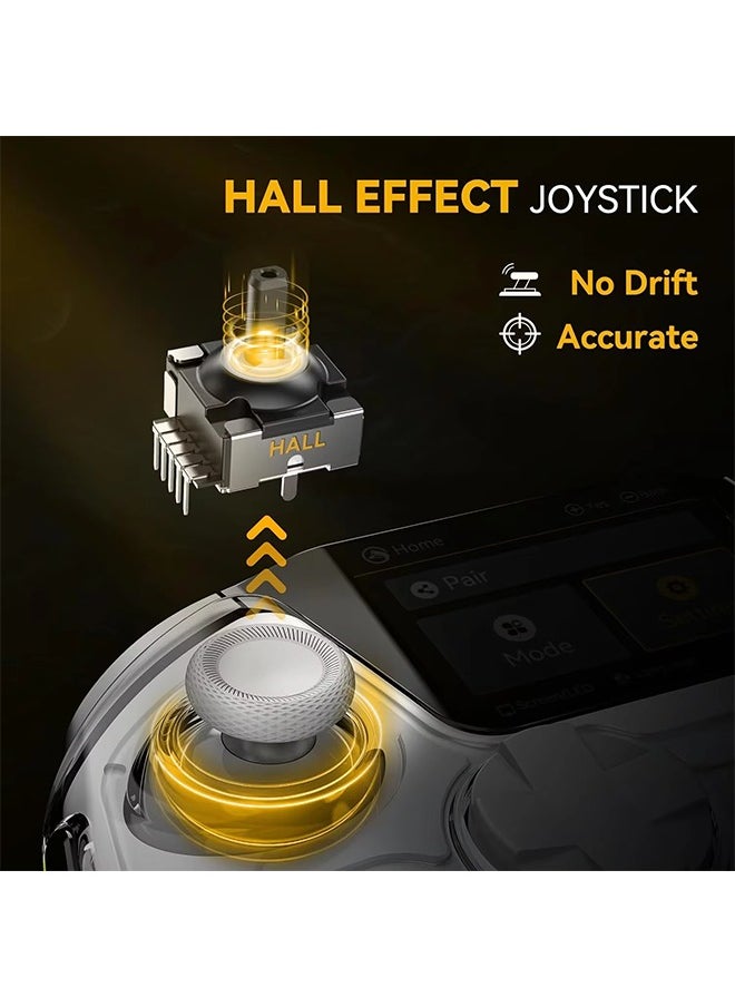 Interactive Screen Wireless Gaming Controller for Switch/PC/iOS/Android Hall Effect Stick RGB Light 1800mAh with Charging Dock