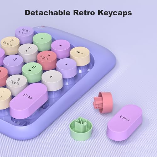 MOWUX Wireless Number Pads, Cute Colorful Numeric Keypad Numpad Portable 2.4 GHz Financial Accounting Number Keyboard Extensions, 18 Key Number Numpad for Laptop Desktop, PC (Purple) - Image 5