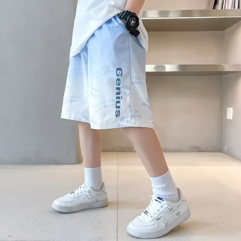 Boys' Sports Shorts Summer Thin Children'S Ice Silk Quick-Drying Casual Cropped Pants Big Boys Beach Pants - Image 1