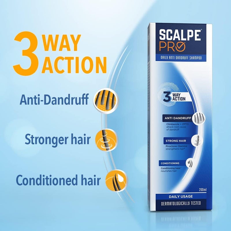 Scalpe Pro Daily Anti-Dandruff Shampoo | Removes Dandruff from Source | Prevents Itching & Irritation | Scalpe Science | Climbazole Formulation | Dermatologically Tested | For Women & Men | 200ml - Image 3
