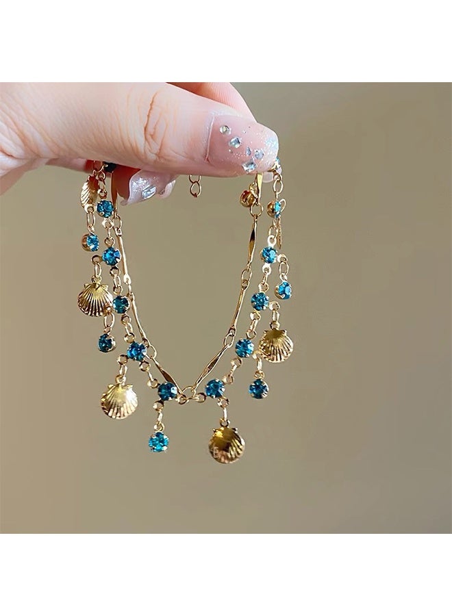 Dainty Boho Necklace for Women, Blue Rhinestone Sea Style Jewelry for Her - Image 4