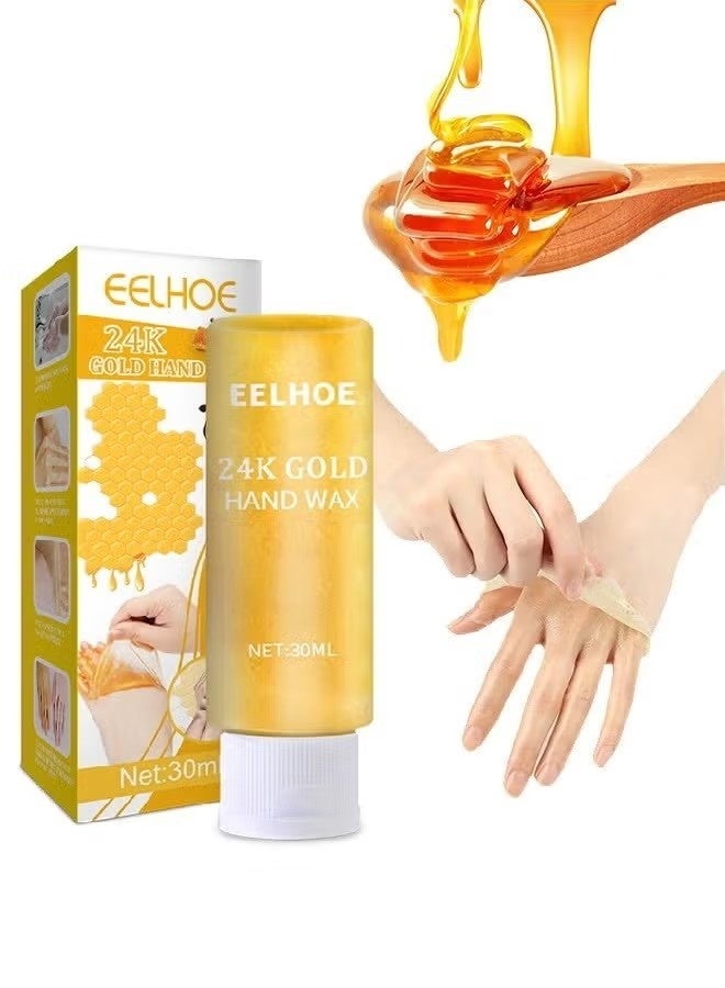 EELHOE 24K Gold Hands Care Paraffin Milk & Honey Moisturizing Peel Off Hand Wax Mask Hydrating Exfoliating Nourish Whitening Skin - Image 1
