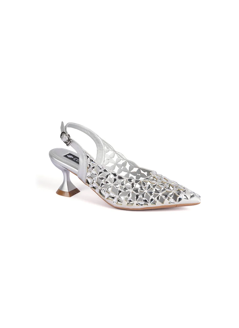 كيوبل Ladies Mid heel slingback mules embellished