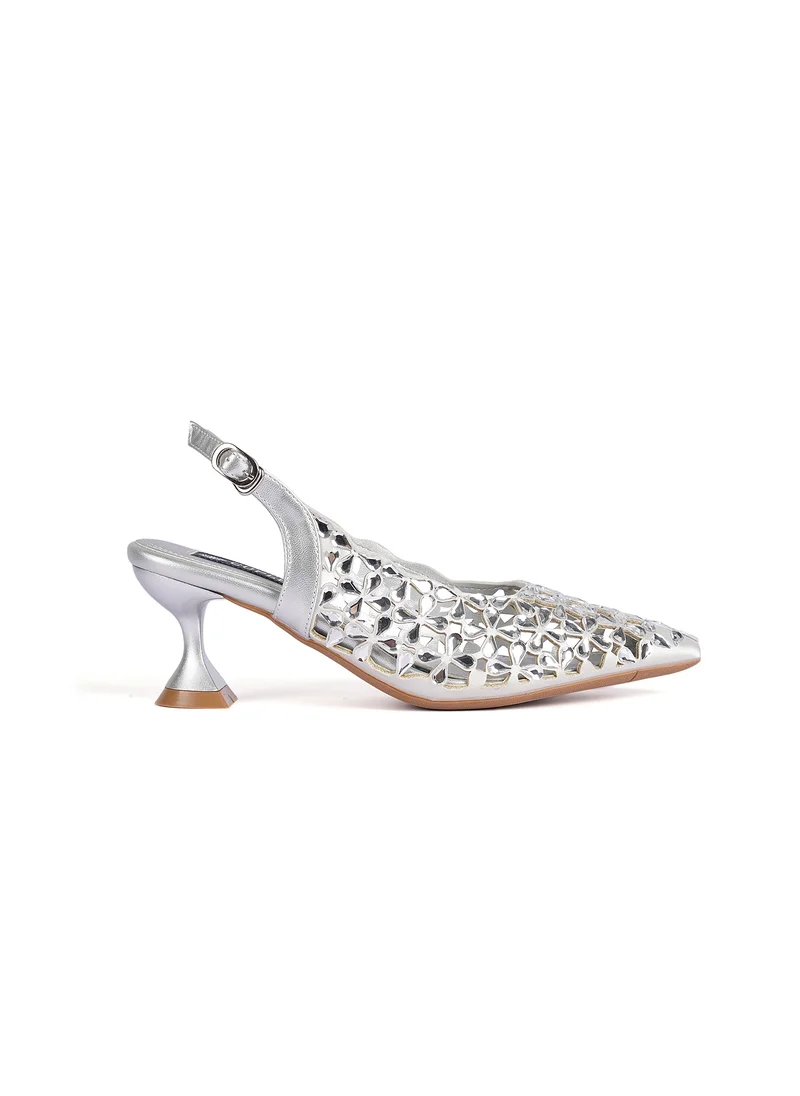 كيوبل Ladies Mid heel slingback mules embellished