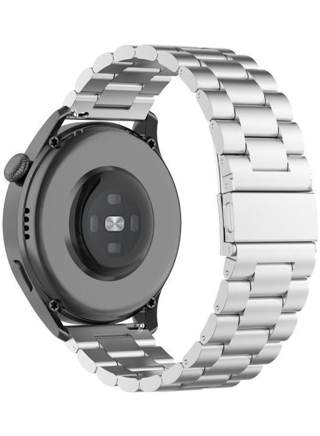 NIBEMINENT For Huawei Watch 3 And Pro 22mm Three Beads Steel Replacement Strap Watchband Silver - Image 4