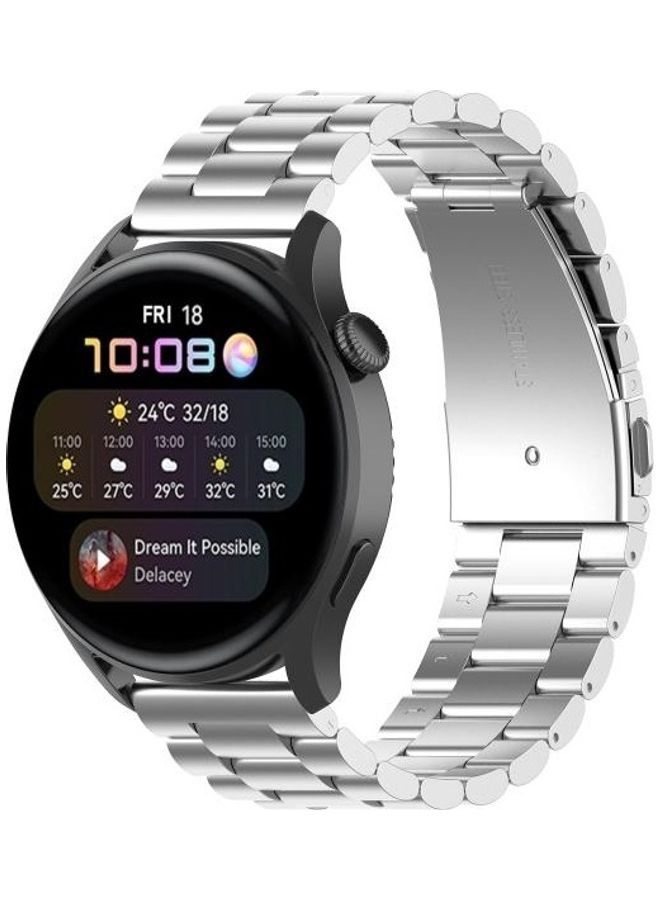 NIBEMINENT For Huawei Watch 3 And Pro 22mm Three Beads Steel Replacement Strap Watchband Silver - Image 3