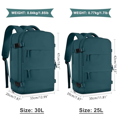 coowoz Large Travel Backpack For Women Men,Carry On Backpack Flight Approved,Hiking Backpack Waterproof Outdoor Sports Rucksack Casual Daypack Fit 15.6 Inch Laptop Shoes Compartment,30L(Peacock Blue) - Image 2