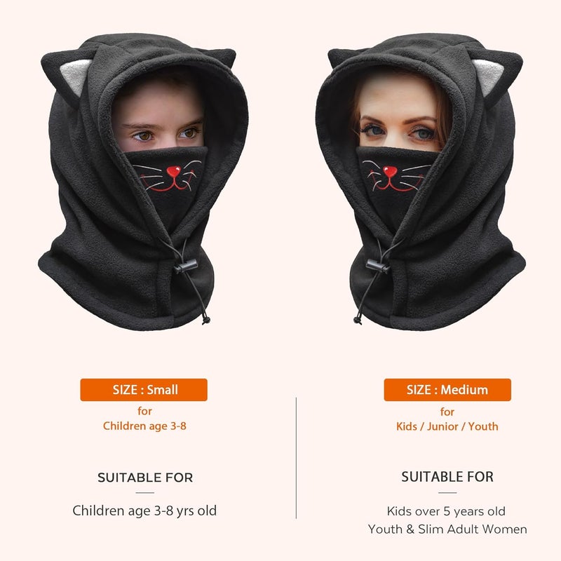BLUEMARS Kids Balaclava Ski Mask - Cat Design, Fleece Winter Hat with Face Cover - Image 2