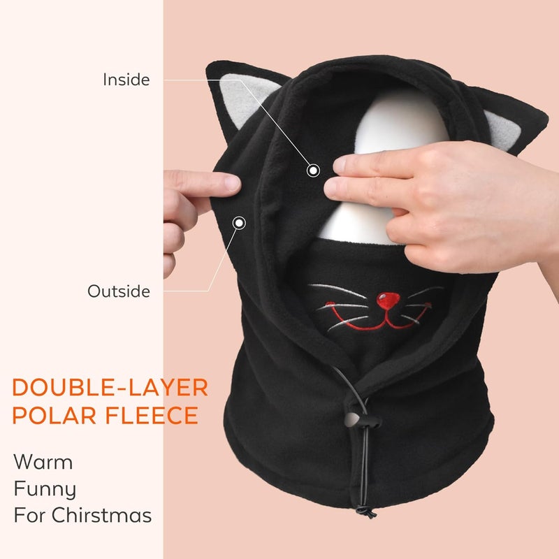 BLUEMARS Kids Balaclava Ski Mask - Cat Design, Fleece Winter Hat with Face Cover - Image 3