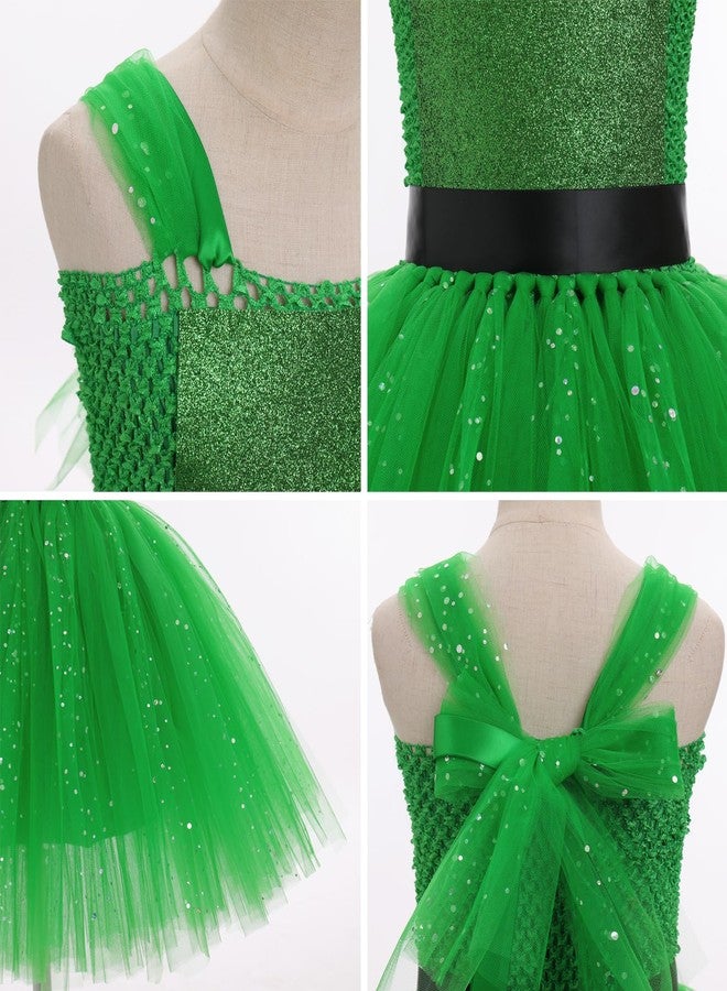 IMEKIS Toddler : Kids Holographic Sparkly Tulle Tutu Metallic Outfit Girls Alien Space Cowgirl 80s Birthday School Dance Clothes Green 10-12 Years - Image 5