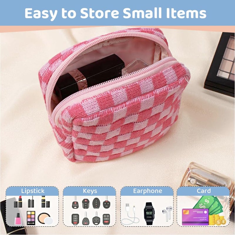 maycreate MAYCREATE 2pcs Small Makeup Pouch Sanitary Pad Pouch 55in Period Bag Checked Print Coin Purse Zipper Sanitary Napkin Pads Storage Pouch Feminine Travel Pouch for Teen Girls Women  - Image 4
