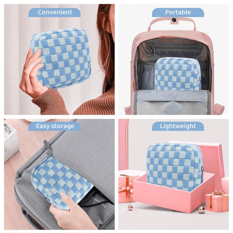 maycreate MAYCREATE 2pcs Small Makeup Pouch Sanitary Pad Pouch 55in Period Bag Checked Print Coin Purse Zipper Sanitary Napkin Pads Storage Pouch Feminine Travel Pouch for Teen Girls Women  - Image 5