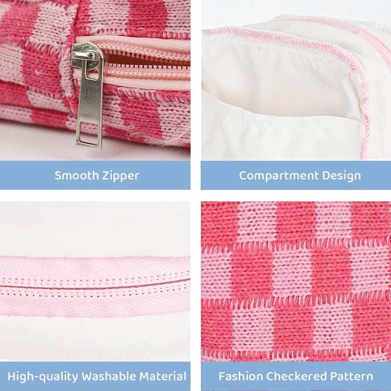 maycreate MAYCREATE 2pcs Small Makeup Pouch Sanitary Pad Pouch 55in Period Bag Checked Print Coin Purse Zipper Sanitary Napkin Pads Storage Pouch Feminine Travel Pouch for Teen Girls Women  - Image 3