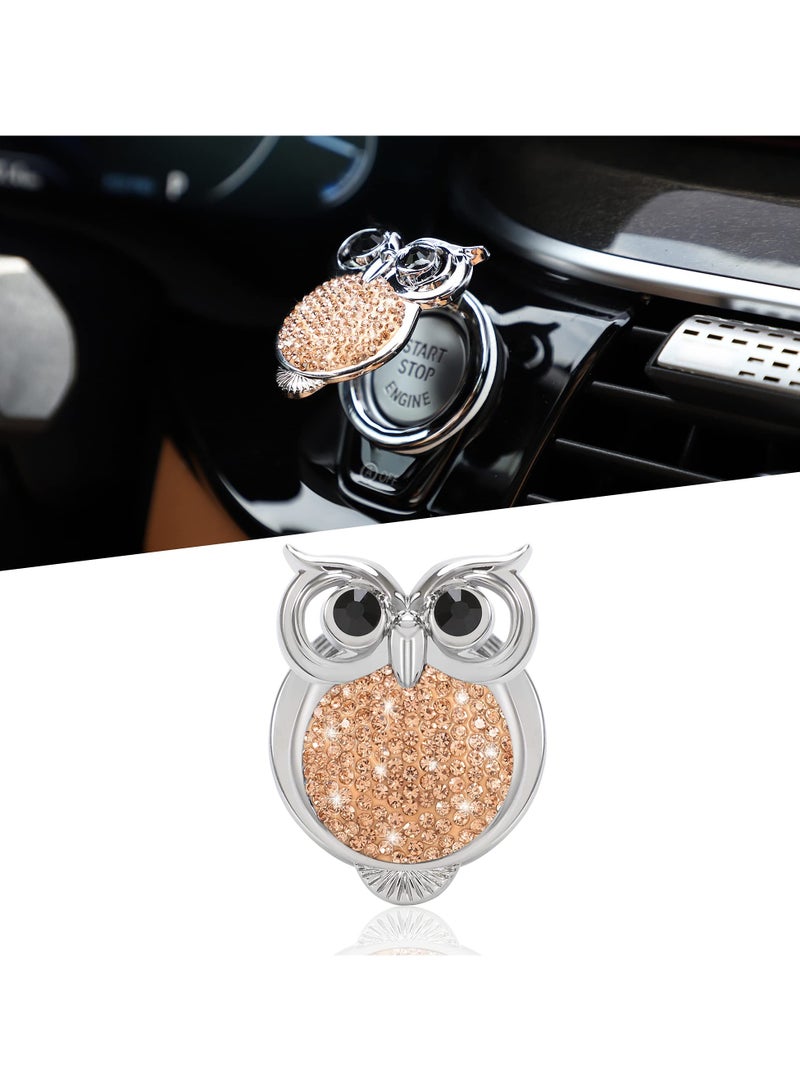SYOSI Car Push Start Button Cover, Cute Bling Crystal Car Engine Start Stop Button Cover, Car Engines Start Stop Accessories for Owl Car Interior Decoration Rhinestone Sticker - Image 1
