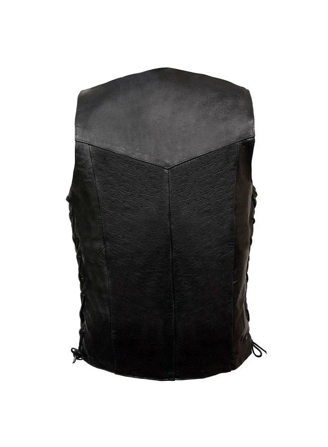 Event Leather Men's 4 Snap Front Closure Lace Vest (Black, Medium-Tall) - Image 5