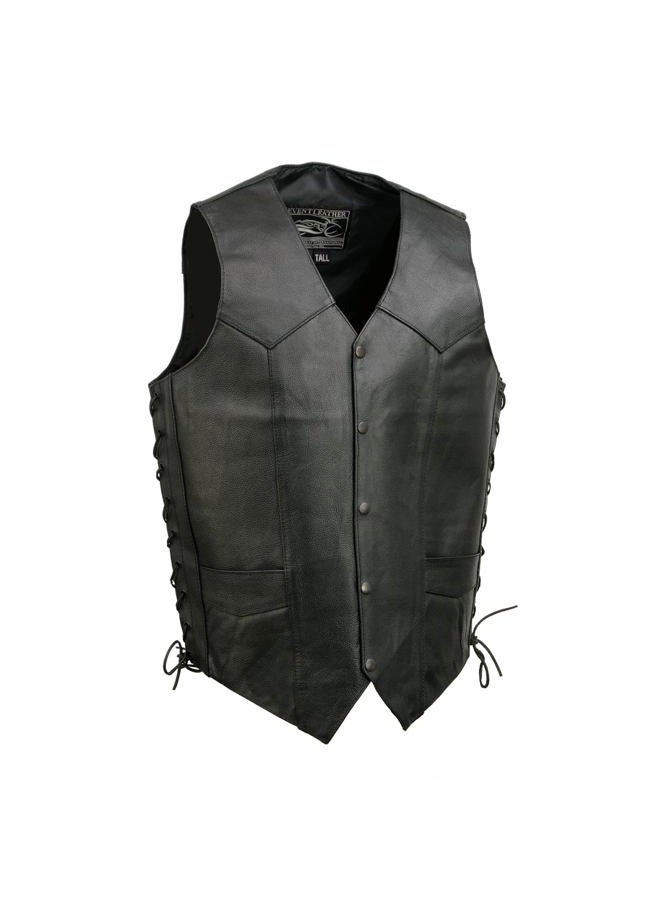 Event Leather Men's 4 Snap Front Closure Lace Vest (Black, Medium-Tall) - Image 1