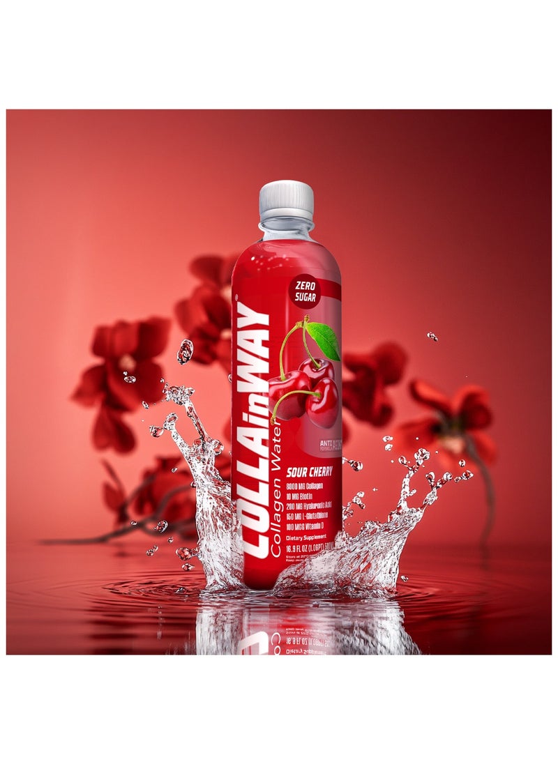 COLLAinWay COLLAinWay Collagen Drink 8000mg Sour Cherry - Zero Sugar , Biotin, Hyaluronic Acid, L-Glutathione, Vitamin D - Support Hair, Skin, Nail & Bone Health, Anti-Aging Hydrating Beauty Beverage Pack of 12  - Image 5