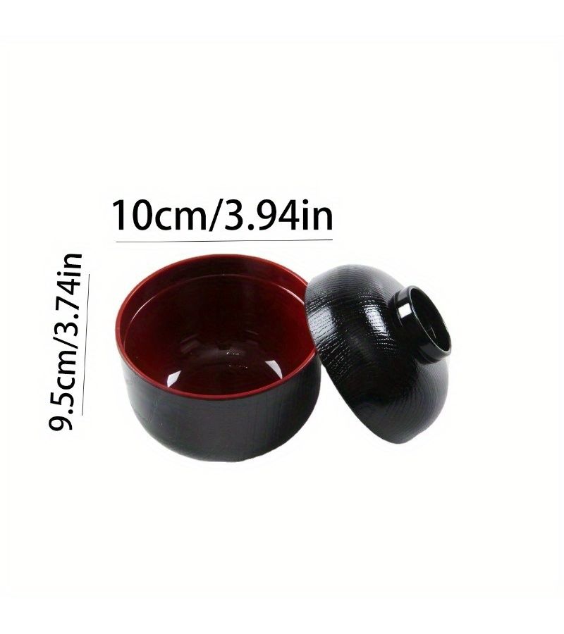 1pc Elegant Japanese Soup Bowl Red And Black Perfect For Miso Soup Rice Daily Dining And Stylish Table Settings - Image 4