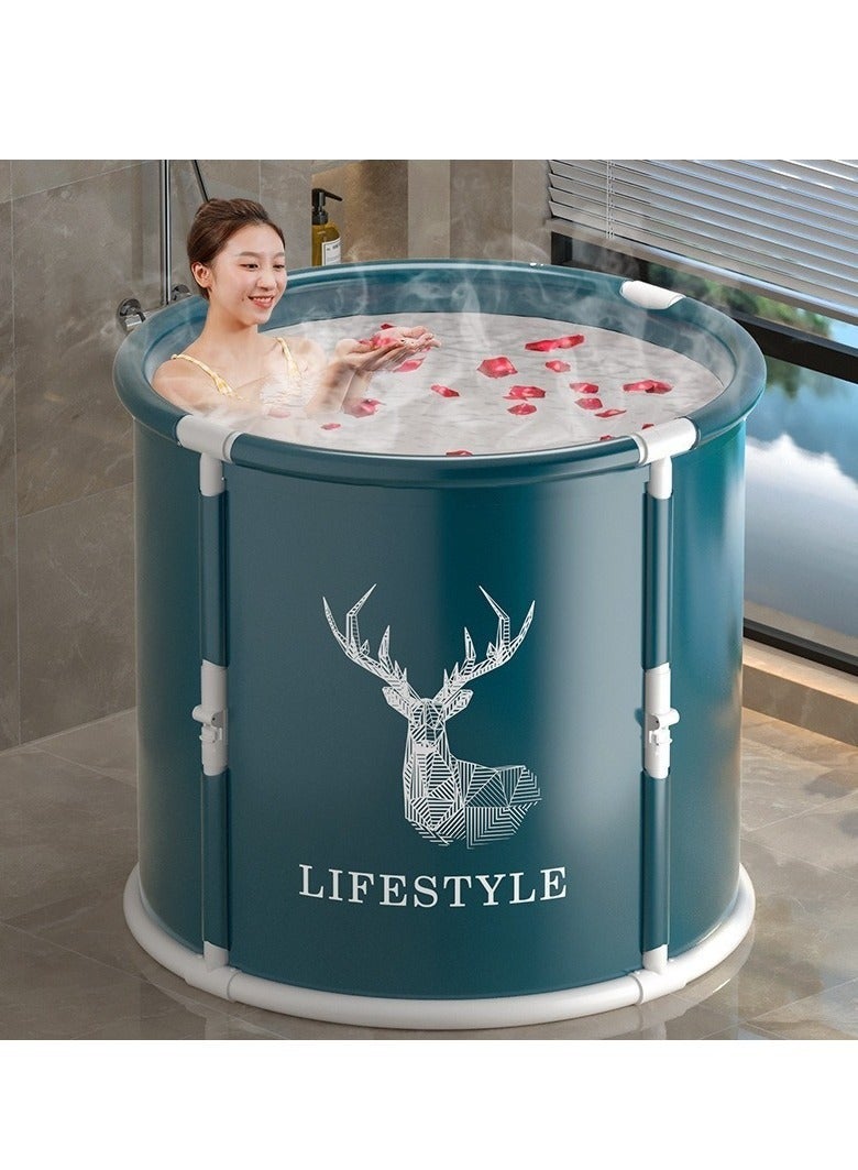 تقدم بنقرة واحدة قابلة للطي بدون تركيب، حوض استحمام سبا كبير جدًا مقاوم للماء، أحواض استحمام منزلية كبيرة، حوض استحمام سبا عائلي منفصل للبالغين والأطفال - Image 1