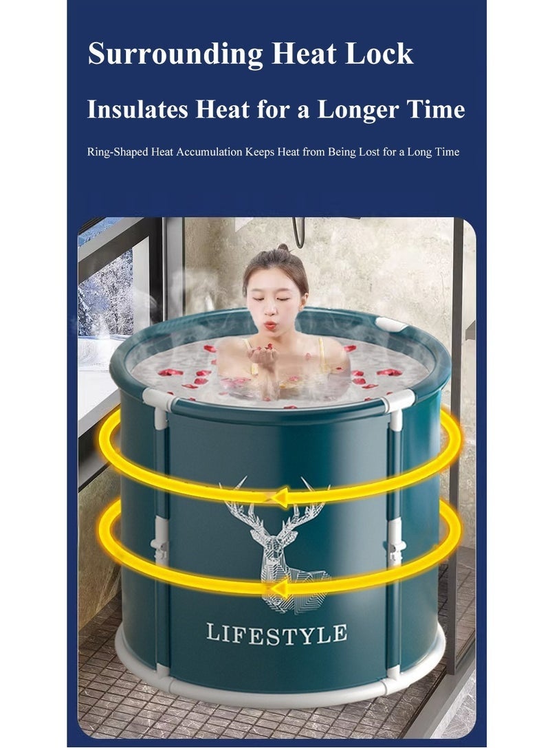 تقدم بنقرة واحدة قابلة للطي بدون تركيب، حوض استحمام سبا كبير جدًا مقاوم للماء، أحواض استحمام منزلية كبيرة، حوض استحمام سبا عائلي منفصل للبالغين والأطفال - Image 3