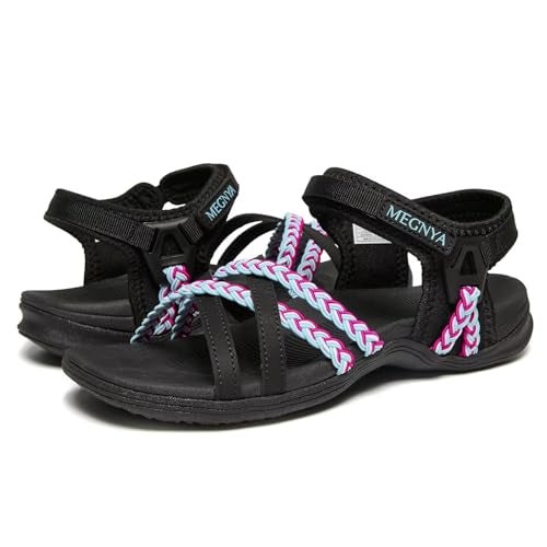 MEGNYA Comfort Hiking Sandals for Women, Arch Support Lightweight eva Foam Rubber Outsole Walking Slides Camping, Sports Sandals Adjustable Hook Loop Size 8 - Image 1