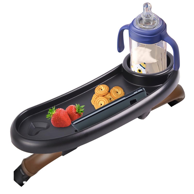 KEUYE Snack Tray Compatible with Mockingbird,Nuna,Evenflo Stroller,Adjustable Stroller Snack Tray with Cup Holder and Phone Holder, Stroller Accessories Black - Image 1