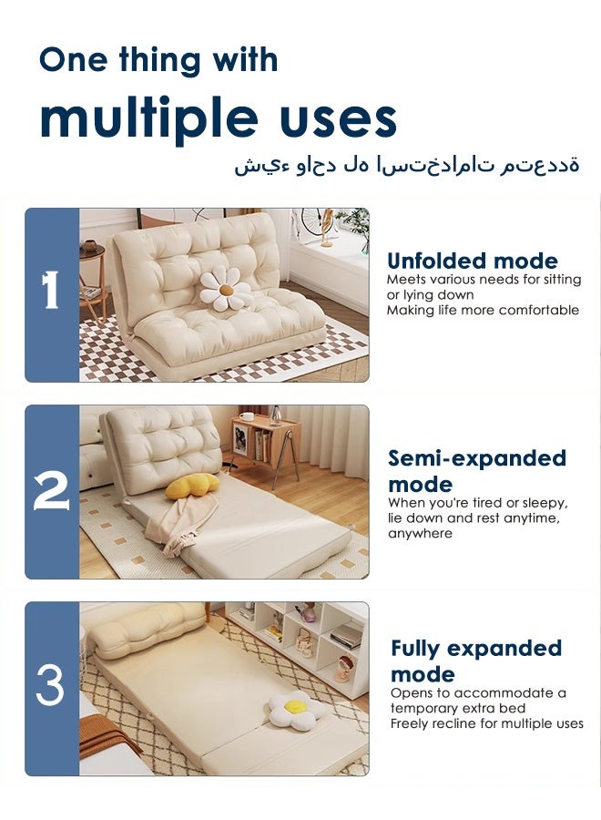 Reelyo 65*60*60CM（60*125CM）Folding Floor Chair Lazy Couch Lounge Sofa Cushion Floor Seating Back Support Floor Seat with 5-Position Adjustable Backrest Fully Assembled for Meditation Reading TV Watching Gaming - Image 3