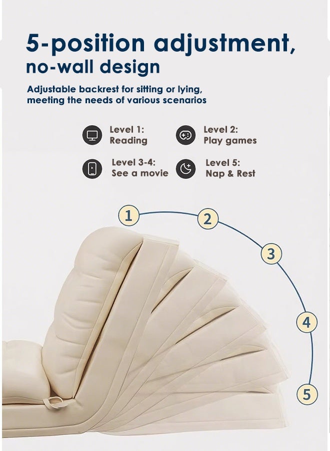 Reelyo 65*60*60CM（60*125CM）Folding Floor Chair Lazy Couch Lounge Sofa Cushion Floor Seating Back Support Floor Seat with 5-Position Adjustable Backrest Fully Assembled for Meditation Reading TV Watching Gaming - Image 4