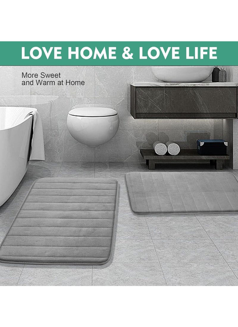 Bath Mat, (2 Pack) Non-Slip Back,50x80 cm Softness, Highly Absorbent, Bathroom Carpet, Super Soft Microfiber Bath Rug, Rectangle, Easy to clean Mat (Grey) - pzsku/Z64F24E474698DEA5C4F1Z/45/_/1728721816/2ebeb26b-a5ee-4834-8e47-57c10d182bb4