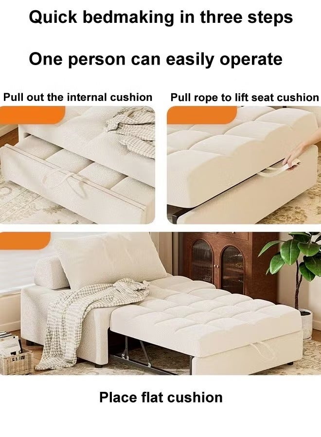 رافين سرير أريكة متعدد الوظائف 2 في 1 بتصميم عصري قابل للتحويل والتمديد وكرسي قابل للطي وسرير فردي مريح وأريكة استرخاء وسرير قيلولة وأثاث مدمج لغرفة المعيشة وغرفة النوم 105 × 110 × 80 سم - Image 4