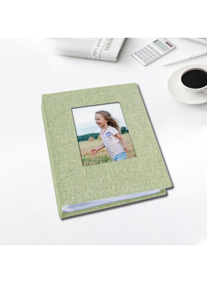 Sprsthai Small Photo Album 4x6 Photos Book, Linen Cover Mini Photo Book, 50 Page Holds 100 Pictures, photobook for Anniversaries Baby Vacations, Green - Image 2