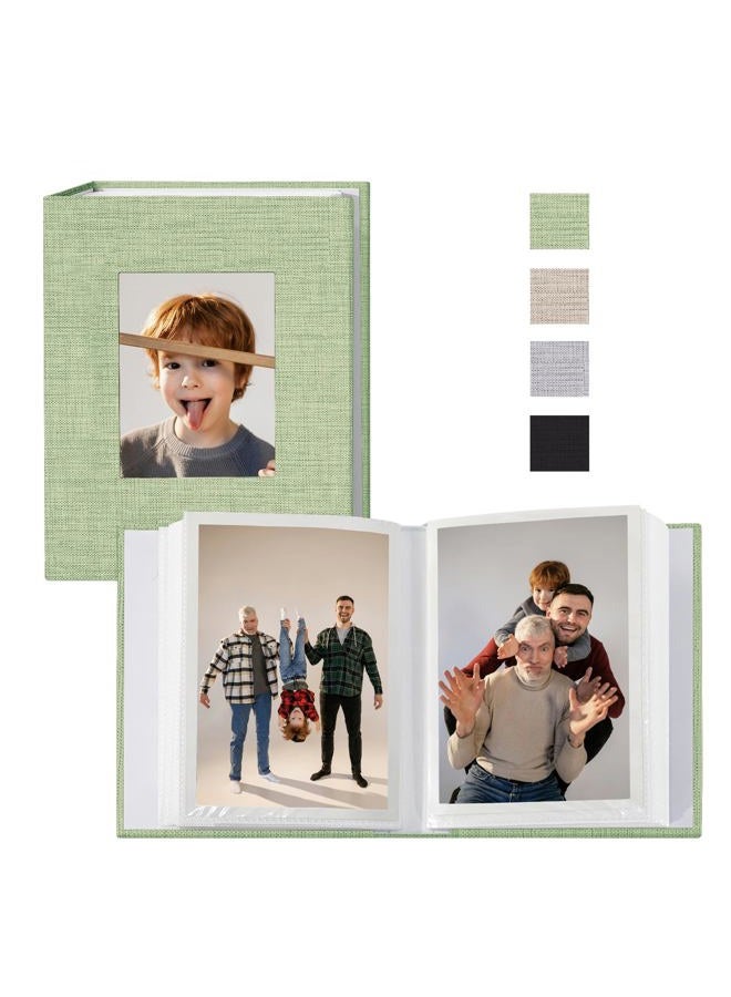 Sprsthai Small Photo Album 4x6 Photos Book, Linen Cover Mini Photo Book, 50 Page Holds 100 Pictures, photobook for Anniversaries Baby Vacations, Green - Image 1