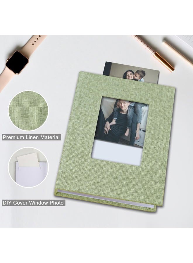 Sprsthai Small Photo Album 4x6 Photos Book, Linen Cover Mini Photo Book, 50 Page Holds 100 Pictures, photobook for Anniversaries Baby Vacations, Green - Image 4