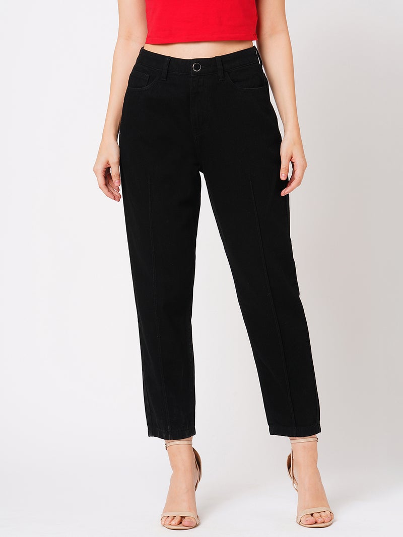 globus Globus Women Black Boyfriend Fit Mid-Rise Clean Look Cotton Jeans  - Image 1
